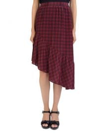 The Kooples Silk Plaid Asymmetrical Skirt at Bloomingdales